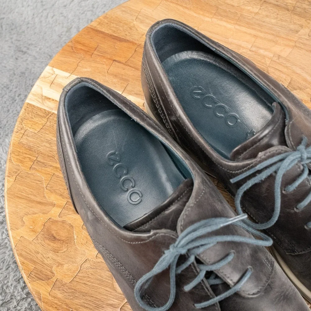 ECCO Navy Blue Leather Casual Blucher Oxfords‎ Euro 47 Men 13 M